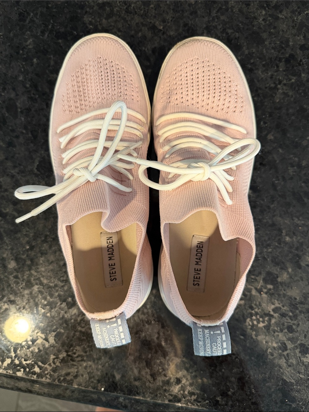 Steve Madden Light Pink Knit Lace-Up Slip-On Sneakers